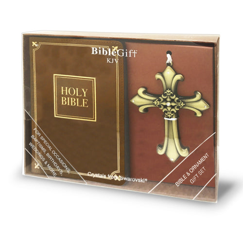 Brown Bible and Cross Ornament with Crystals from Swarovski®