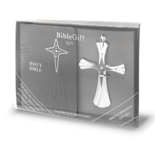 Gray Bible and Cross Ornament with Crystals from Swarovski®